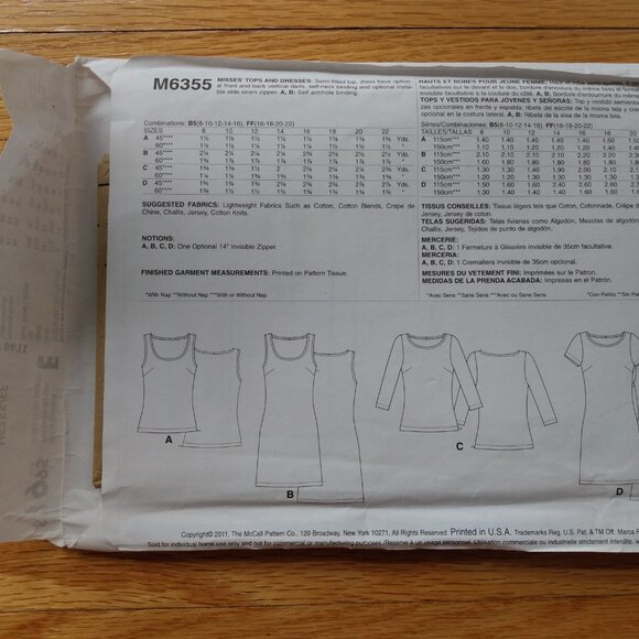 Plus Size 16-22 Tops Dresses Sewing Pattern UNCUT McCall's 6355 - Picture 6 of 13